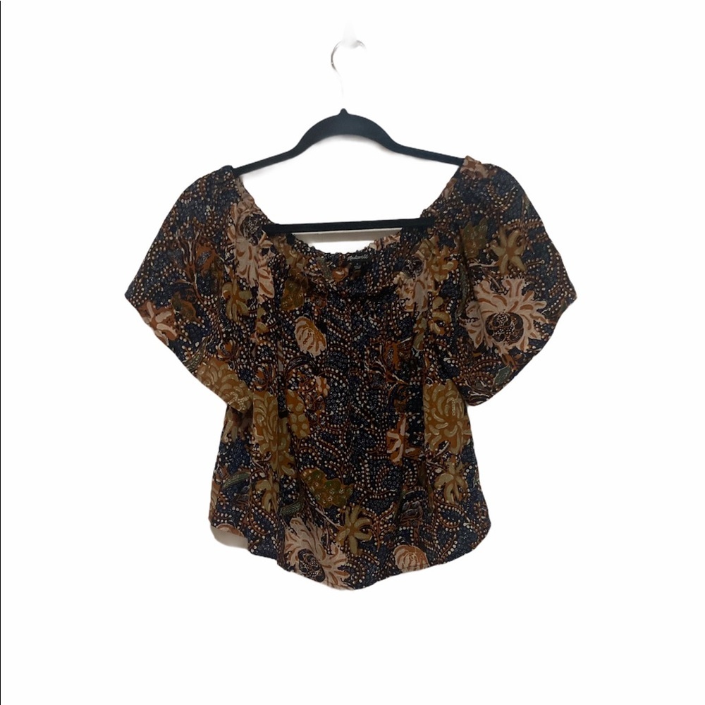Madewell silk cold shoulder sea floral top. - Picture 5 of 6